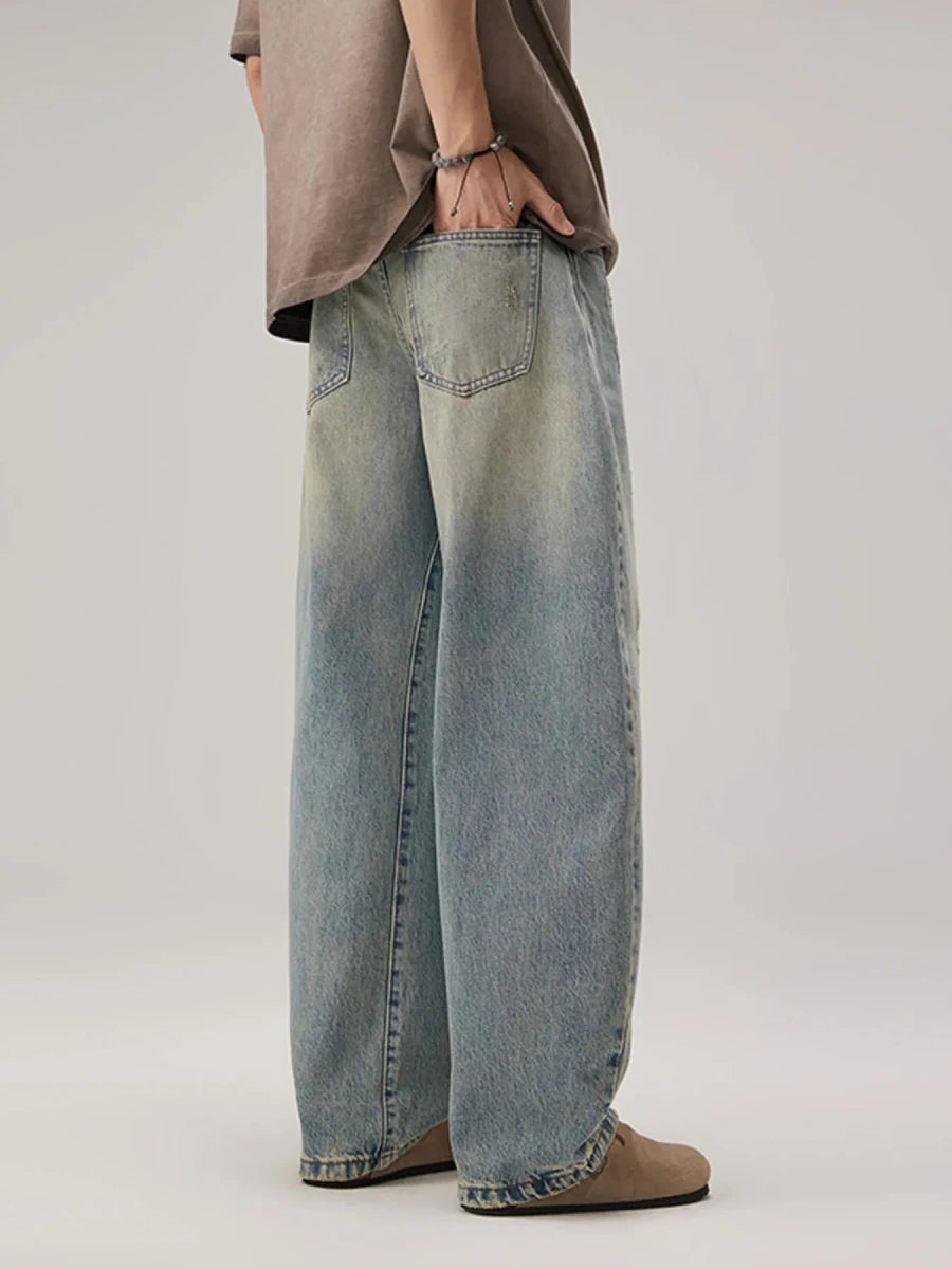Prime Look Men's Vintage Wash Wide Leg Jeans - WowStore.live