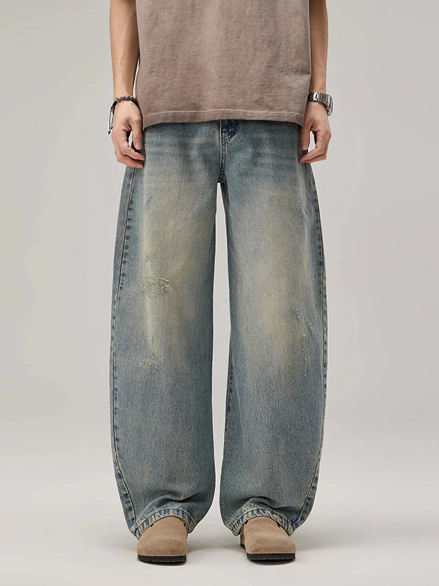 Prime Look Men's Vintage Wash Wide Leg Jeans - WowStore.live