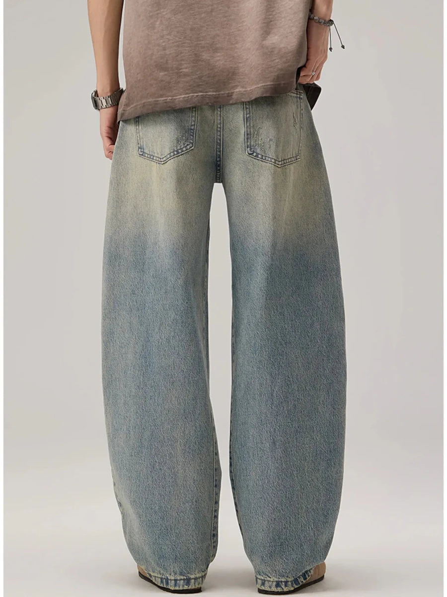 Prime Look Men's Vintage Wash Wide Leg Jeans - WowStore.live