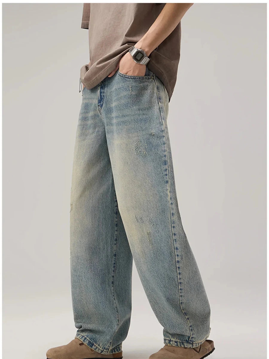 Prime Look Men's Vintage Wash Wide Leg Jeans - WowStore.live