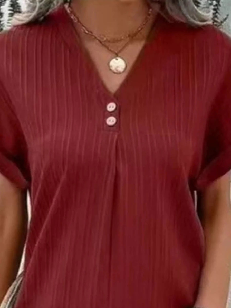Pulsar Casual V-Neck Short Sleeve Dress - Plus Size - WowStore.live