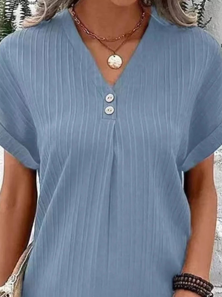 Pulsar Casual V-Neck Short Sleeve Dress - Plus Size - WowStore.live