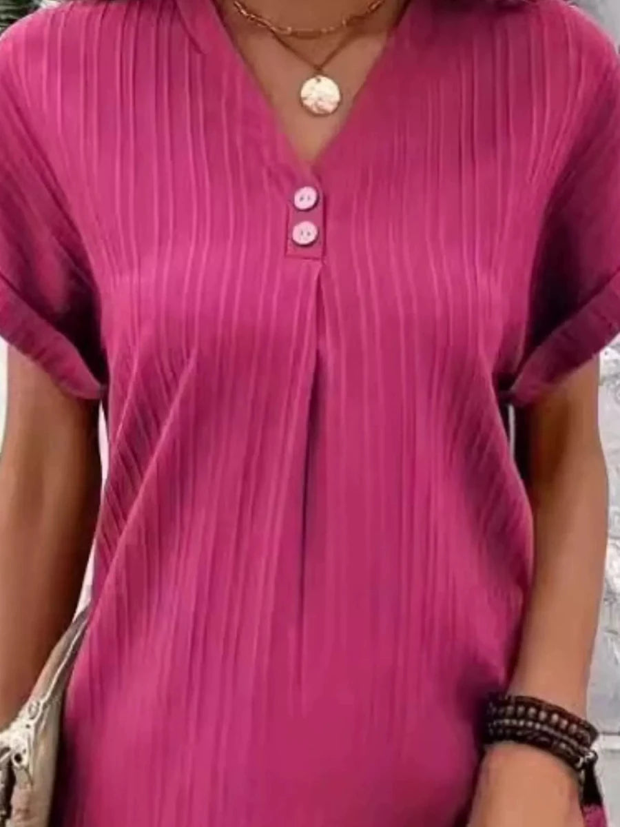 Pulsar Casual V-Neck Short Sleeve Dress - Plus Size - WowStore.live