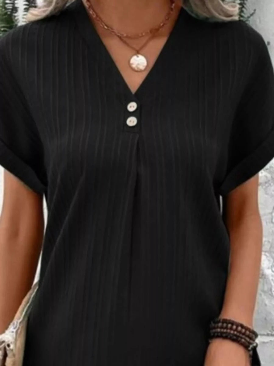 Pulsar Casual V-Neck Short Sleeve Dress - Plus Size - WowStore.live