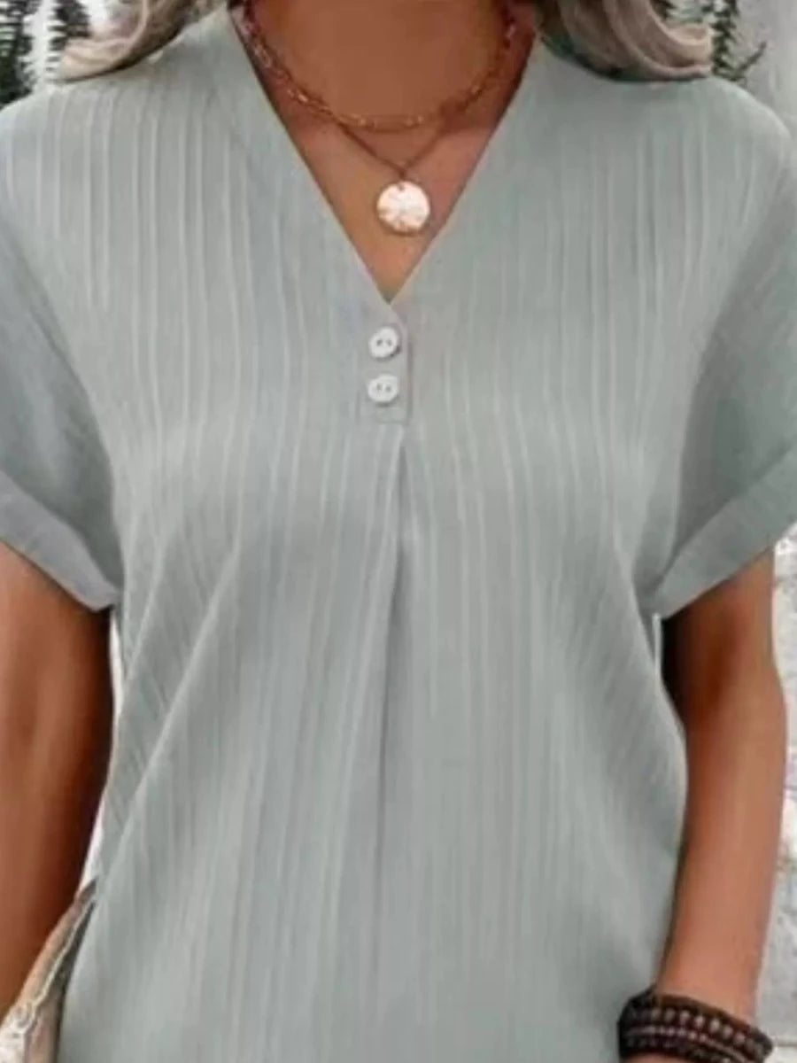 Pulsar Casual V-Neck Short Sleeve Dress - Plus Size - WowStore.live