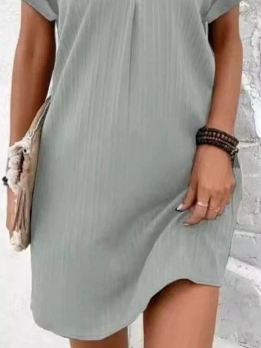 Pulsar Casual V-Neck Short Sleeve Dress - Plus Size - WowStore.live