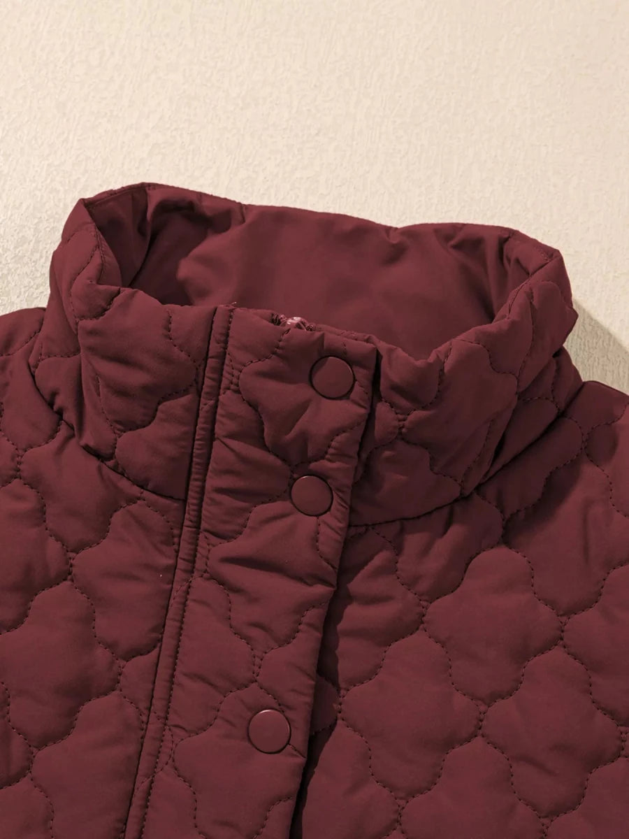 Quilted Snap Down Zip Up Vest Coat - Wow Store