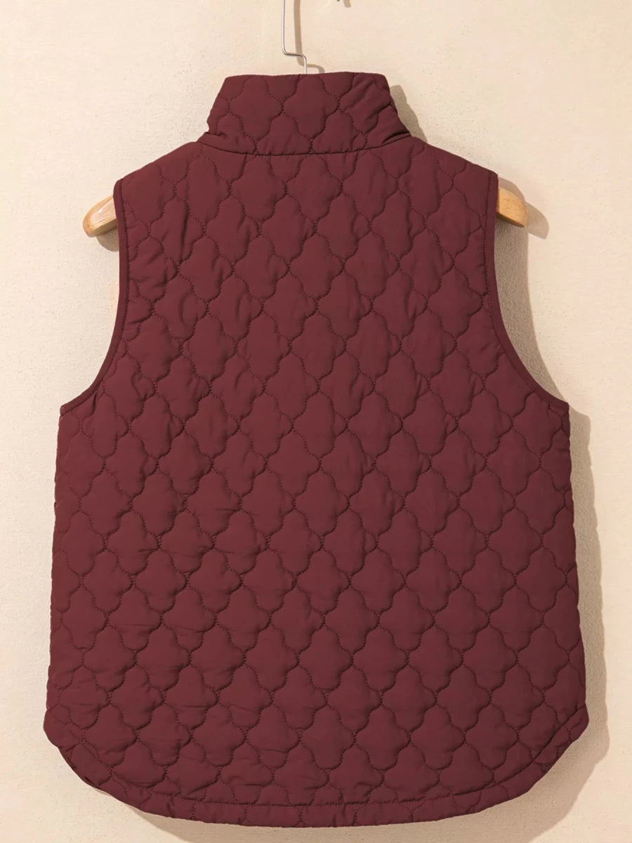Quilted Snap Down Zip Up Vest Coat - Wow Store
