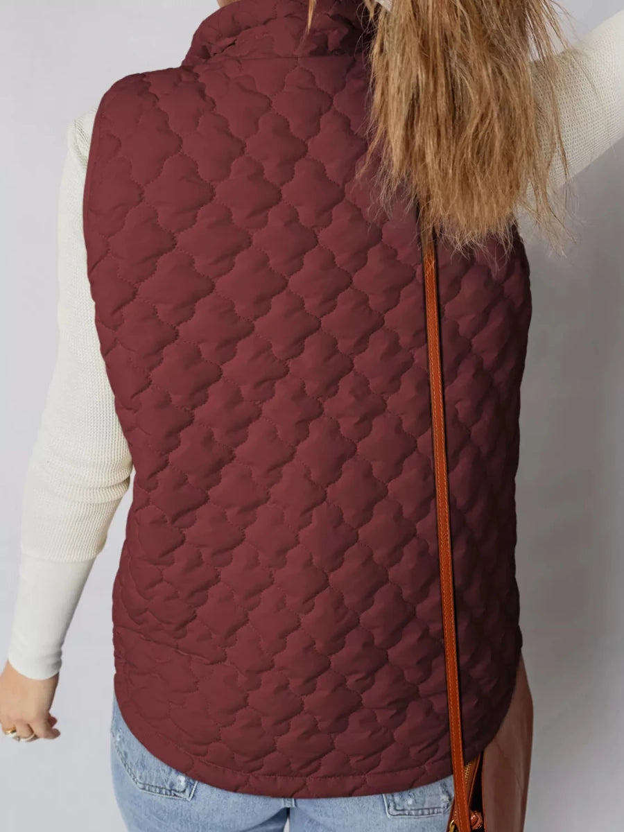 Quilted Snap Down Zip Up Vest Coat - Wow Store