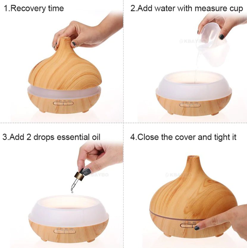 Remote Control Wood Grain Aromatherapy Lamp & Ultrasonic Diffuser | wowstore.live - Wow Store
