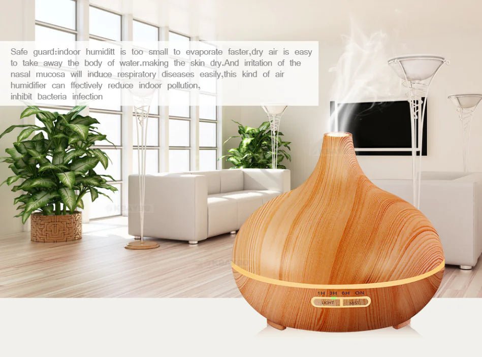Remote Control Wood Grain Aromatherapy Lamp & Ultrasonic Diffuser | wowstore.live - Wow Store