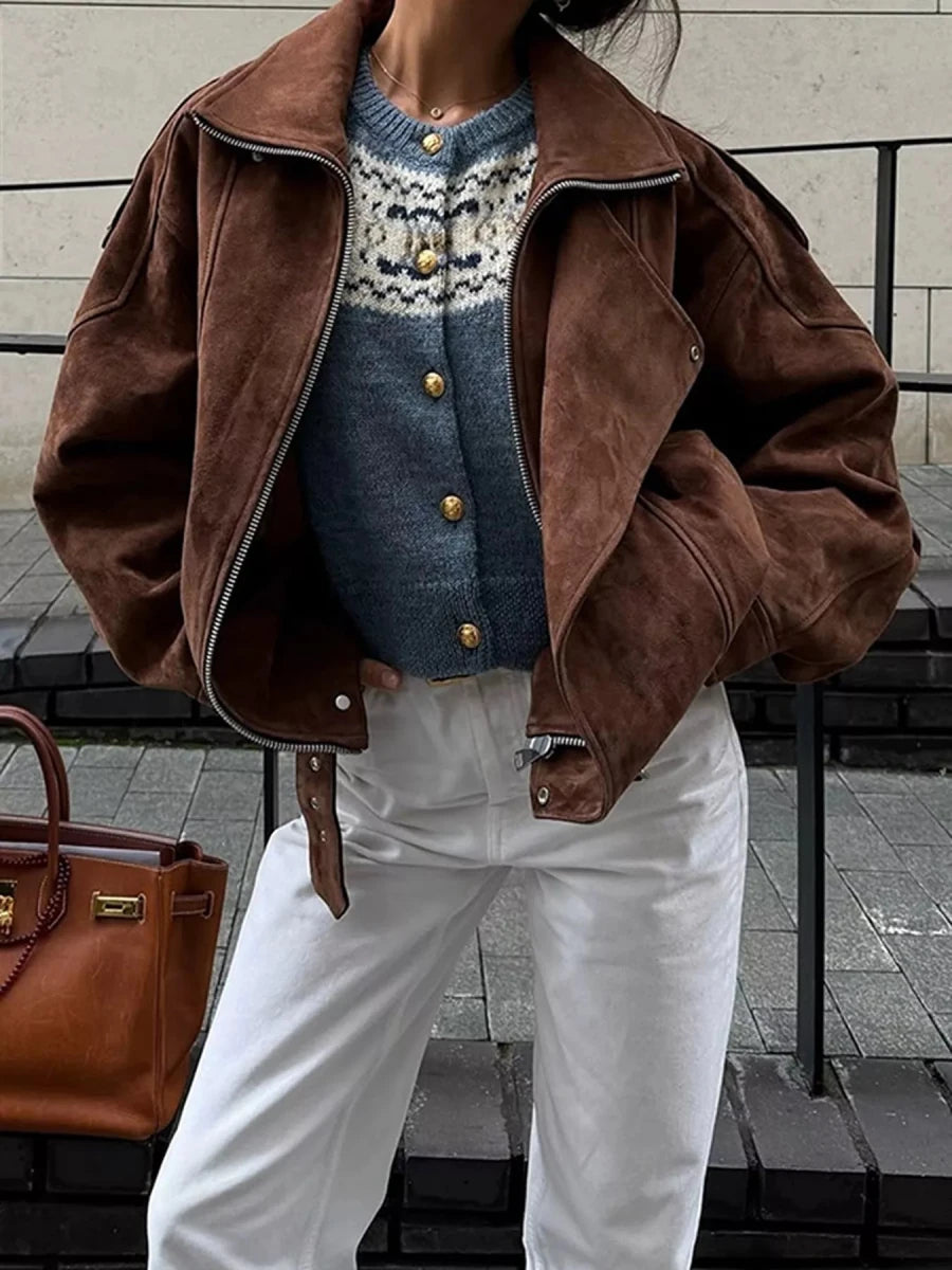 Renee Zip Up Dropped Shoulder Moto Jacket - WowStore.live