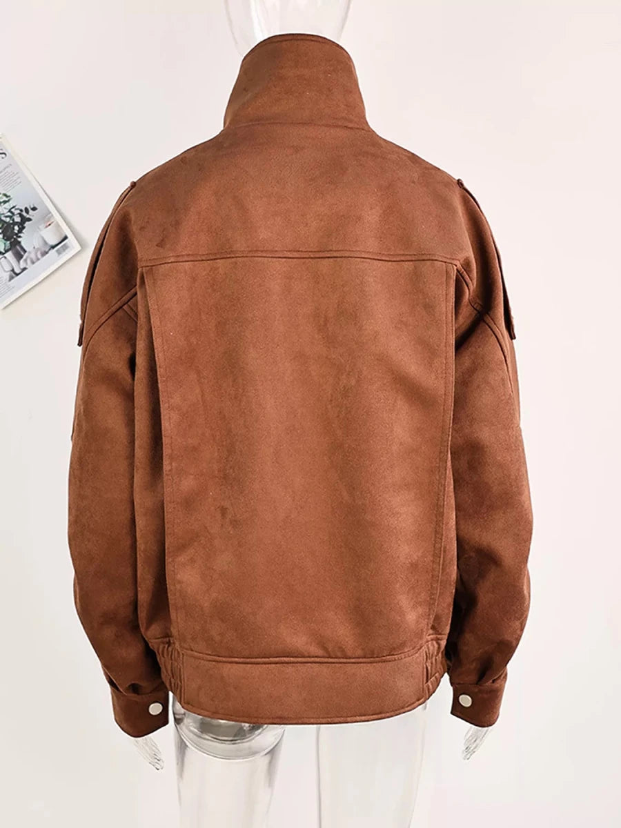 Renee Zip Up Dropped Shoulder Moto Jacket - WowStore.live
