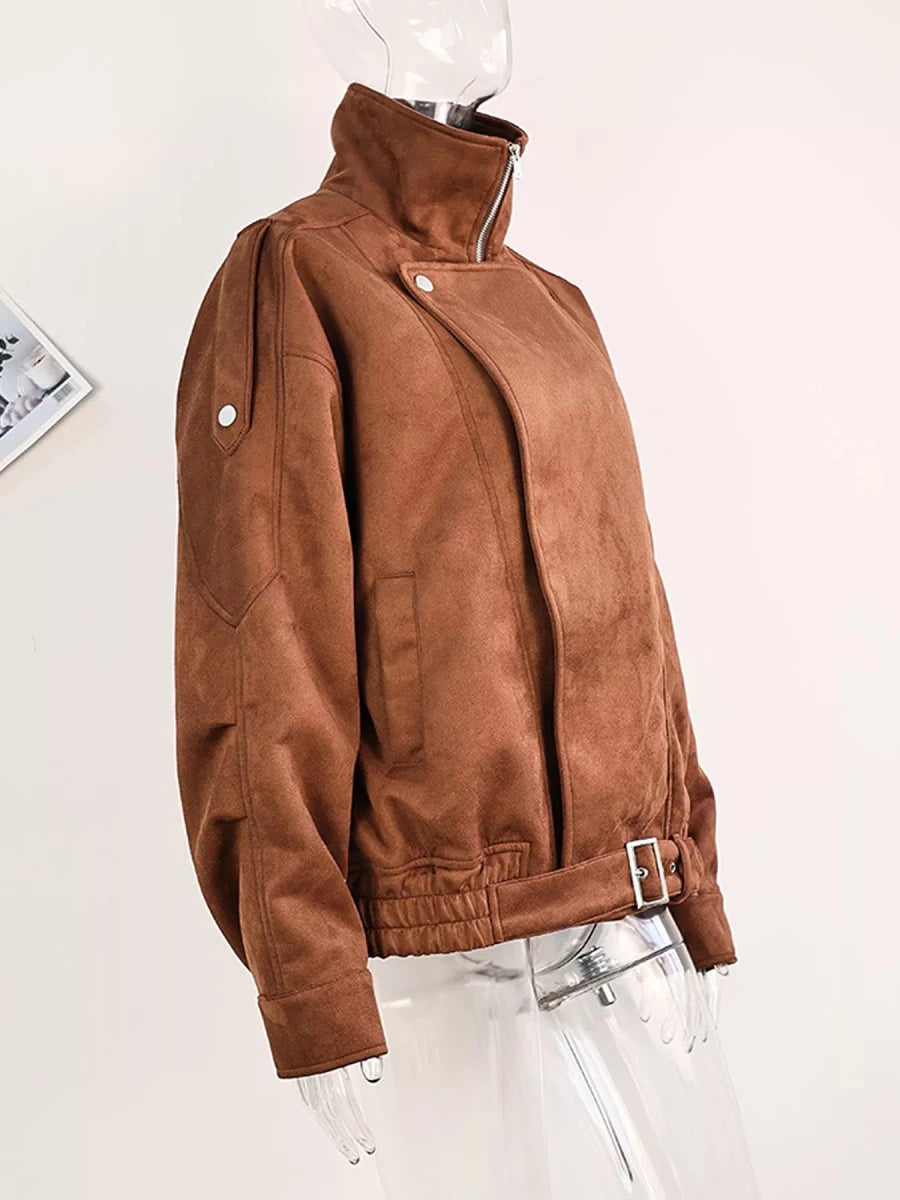 Renee Zip Up Dropped Shoulder Moto Jacket - WowStore.live