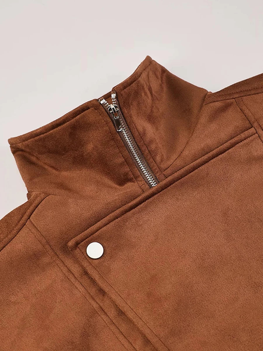 Renee Zip Up Dropped Shoulder Moto Jacket - WowStore.live
