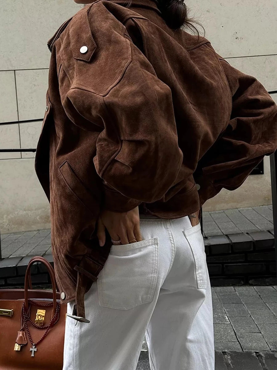 Renee Zip Up Dropped Shoulder Moto Jacket - WowStore.live