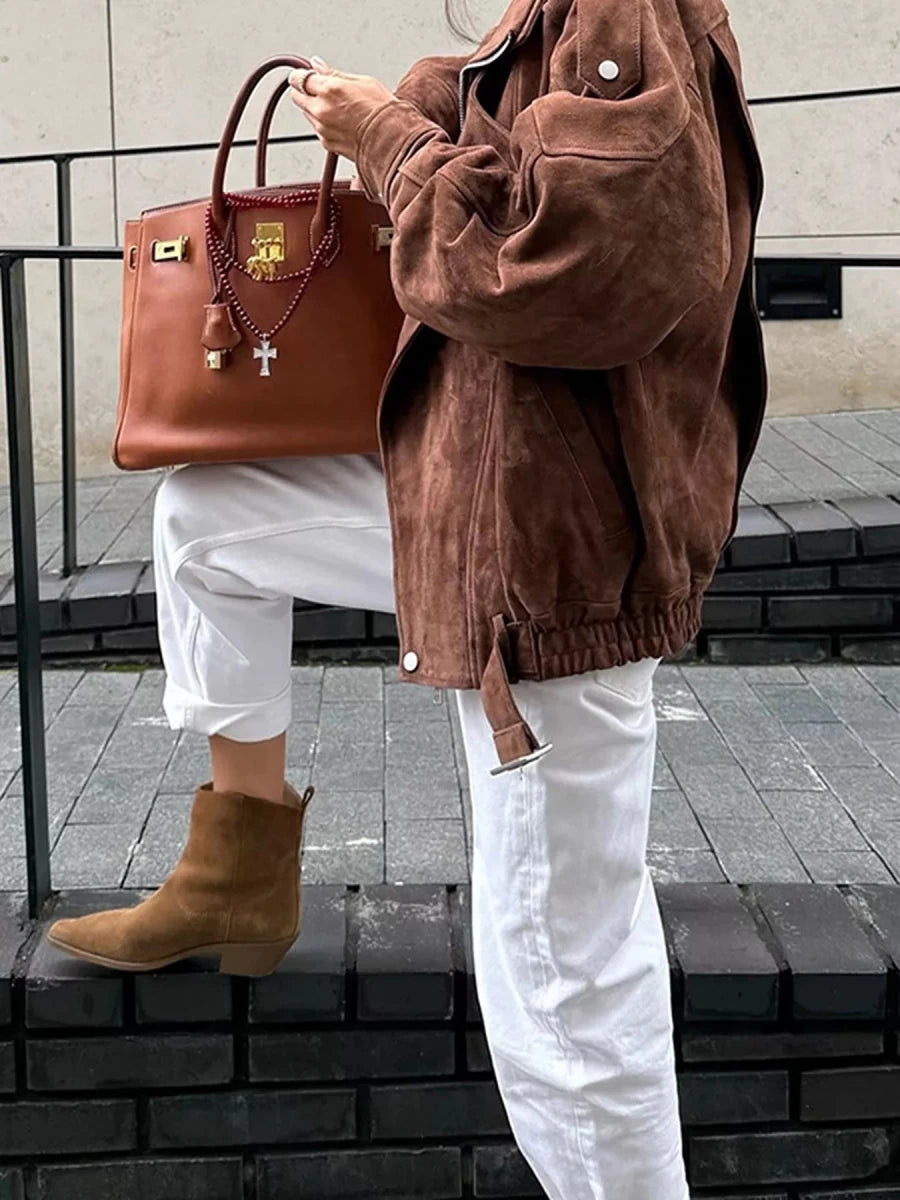 Renee Zip Up Dropped Shoulder Moto Jacket - WowStore.live