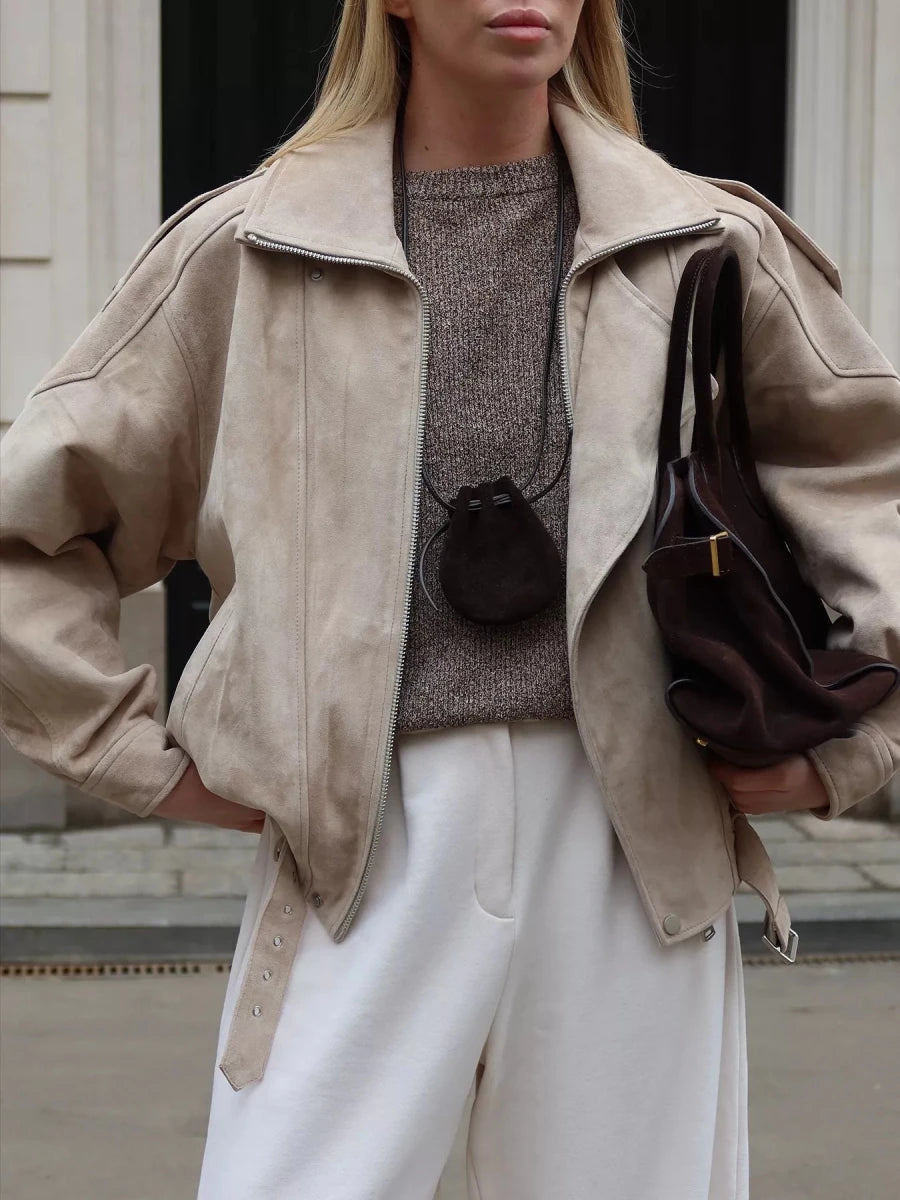 Renee Zip Up Dropped Shoulder Moto Jacket - WowStore.live