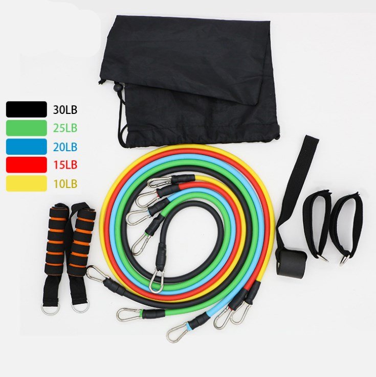 Resistance Band Set, 11 Pieces, 10 to 30 lb - WowStore.live