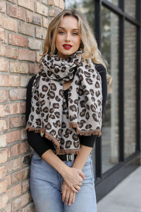Reversible Leopard Blanket Scarf - Wow Store