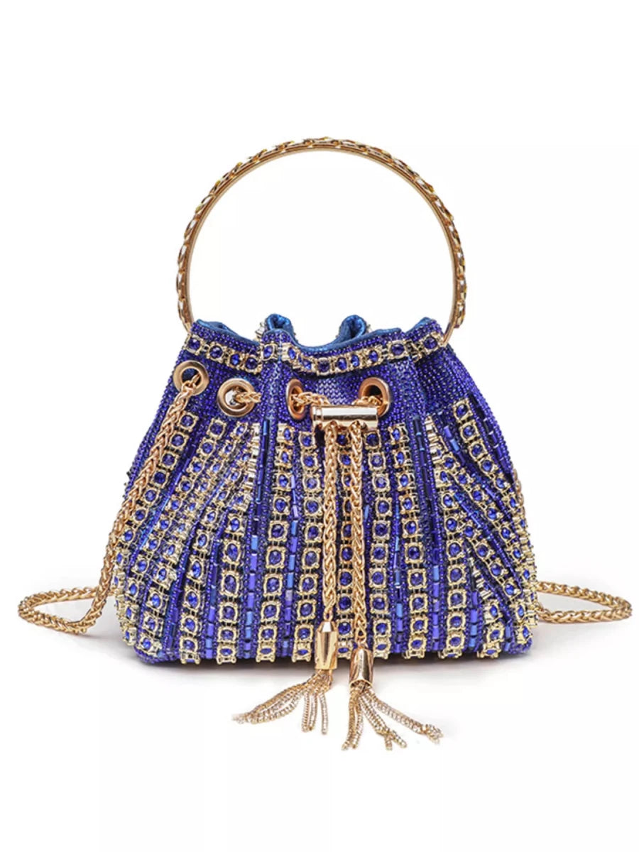Rhinestone Embellished Bucket Crossbody Bag - Wow Store
