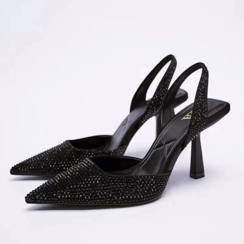 Rhinestone Slingback High Heel Pumps - Wow Store