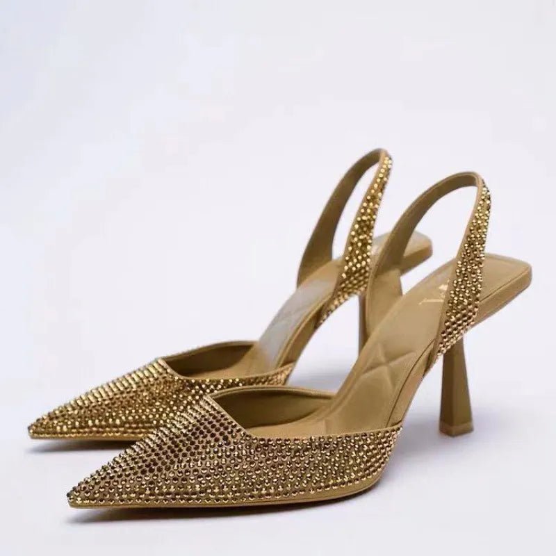Rhinestone Slingback High Heel Pumps - Wow Store