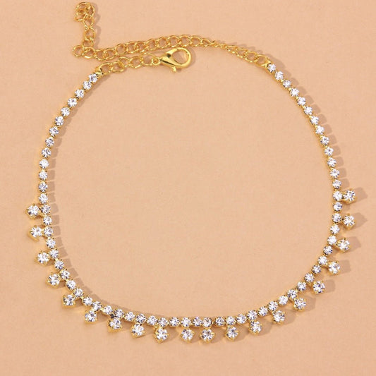 Rhinestone Water Drop Anklet Foot Jewelry for Women Silver/Gold - Wow Store