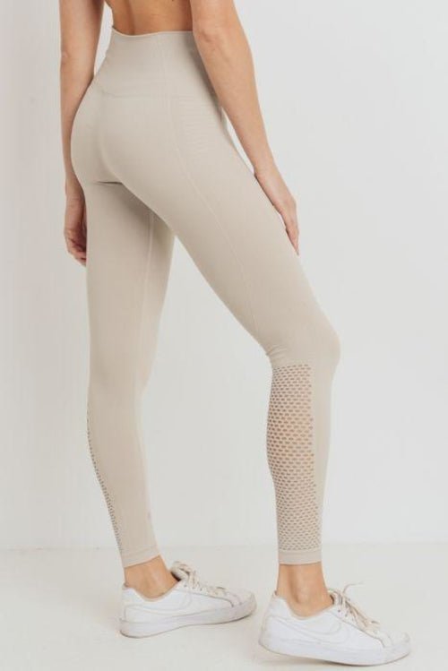 Ribbed and Perforated Seamless Highwaist Leggings - Wow Store