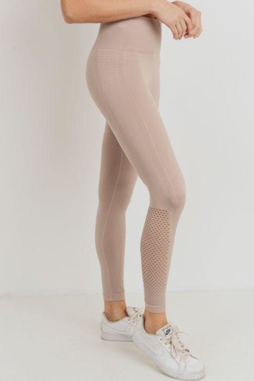 Ribbed and Perforated Seamless Highwaist Leggings - Wow Store