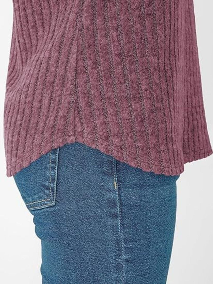 Ribbed Knit V - Neck Relaxed Fit T-Shirt - Wow Store