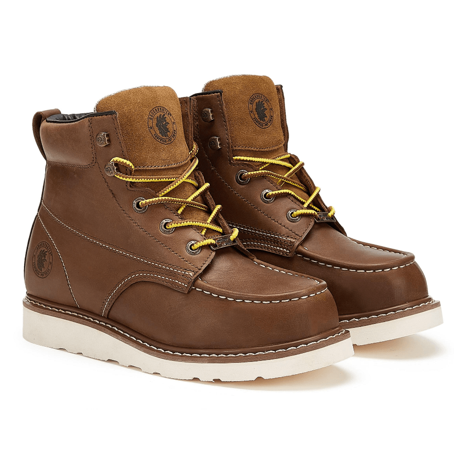 ROCKROOSTER Edgewood Men's 6 inch Brown steel toe waterproof wedge - Wow Store
