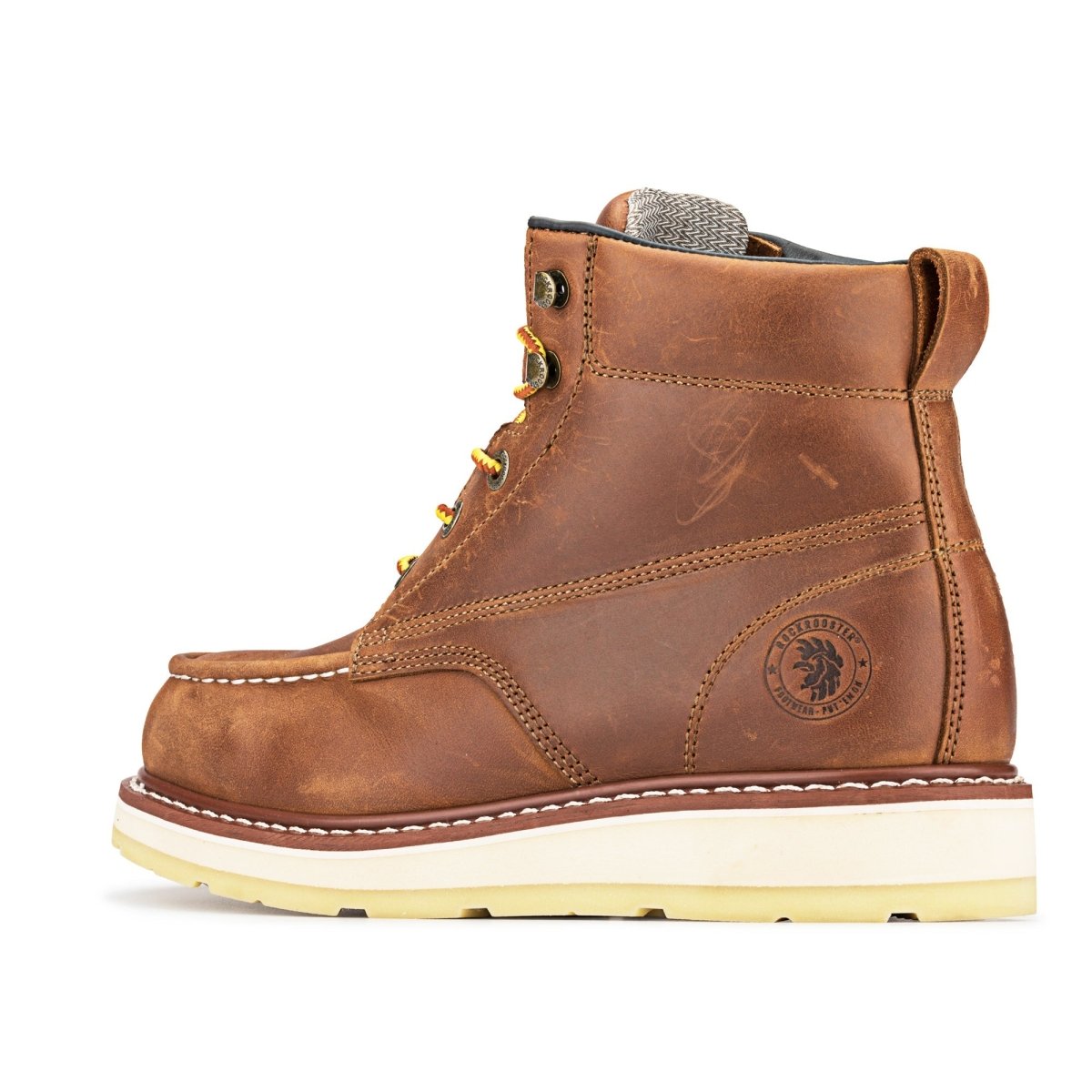 ROCKROOSTER Edgewood Men's 6 inch Brown steel toe waterproof wedge - Wow Store