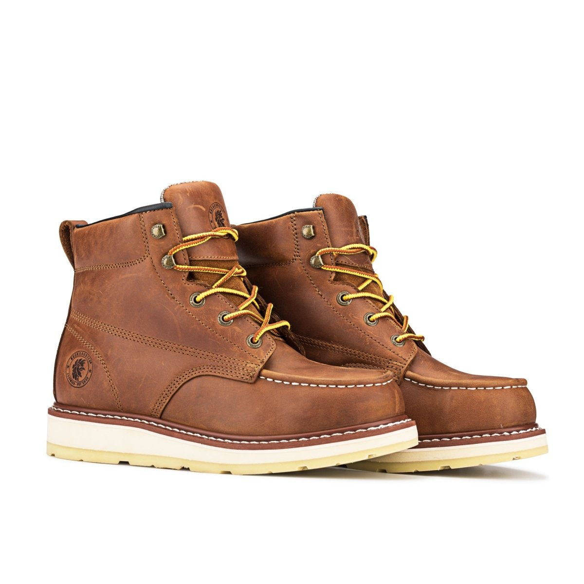 ROCKROOSTER Edgewood Men's 6 inch Brown steel toe waterproof wedge - Wow Store