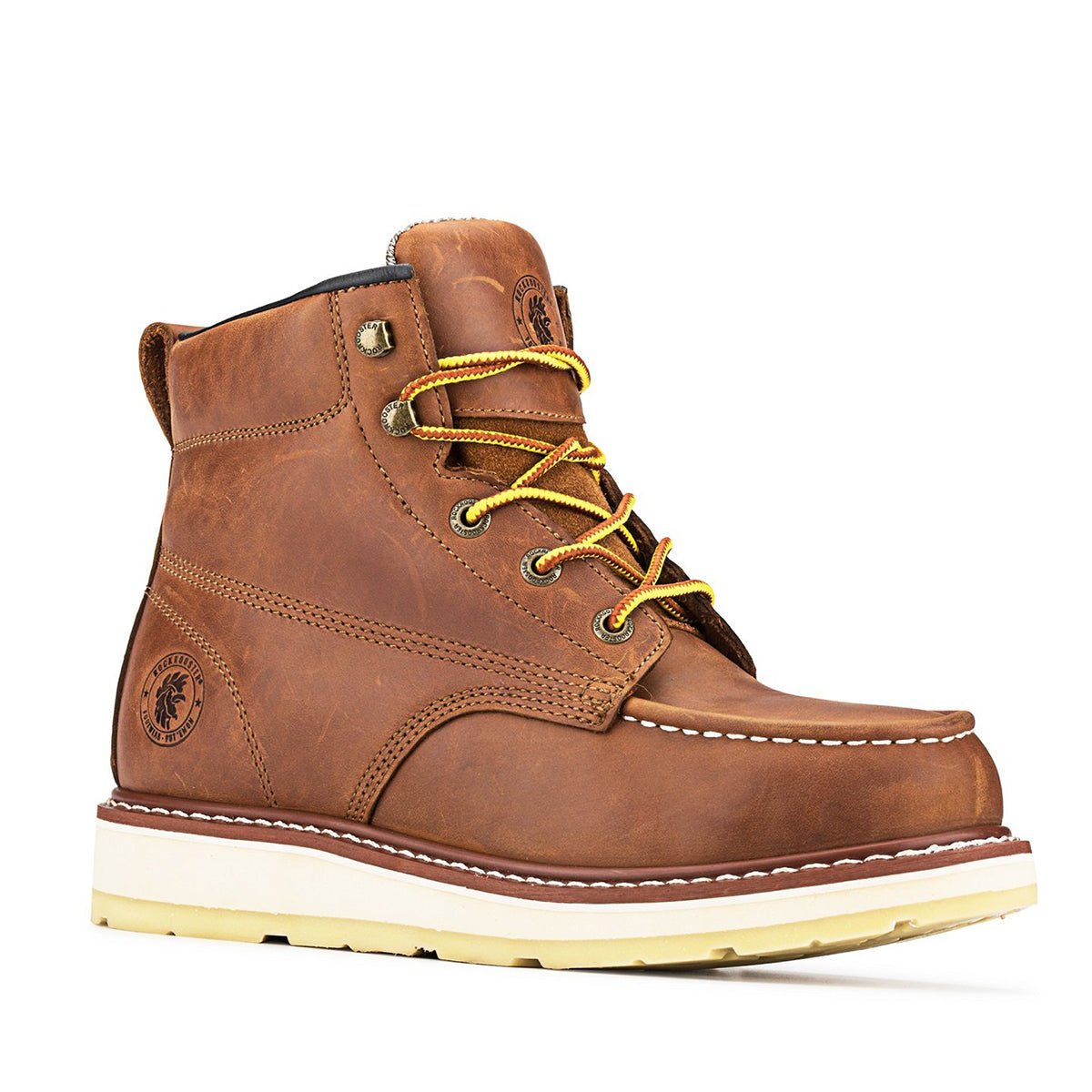 ROCKROOSTER Edgewood Men's 6 inch Brown steel toe waterproof wedge - Wow Store