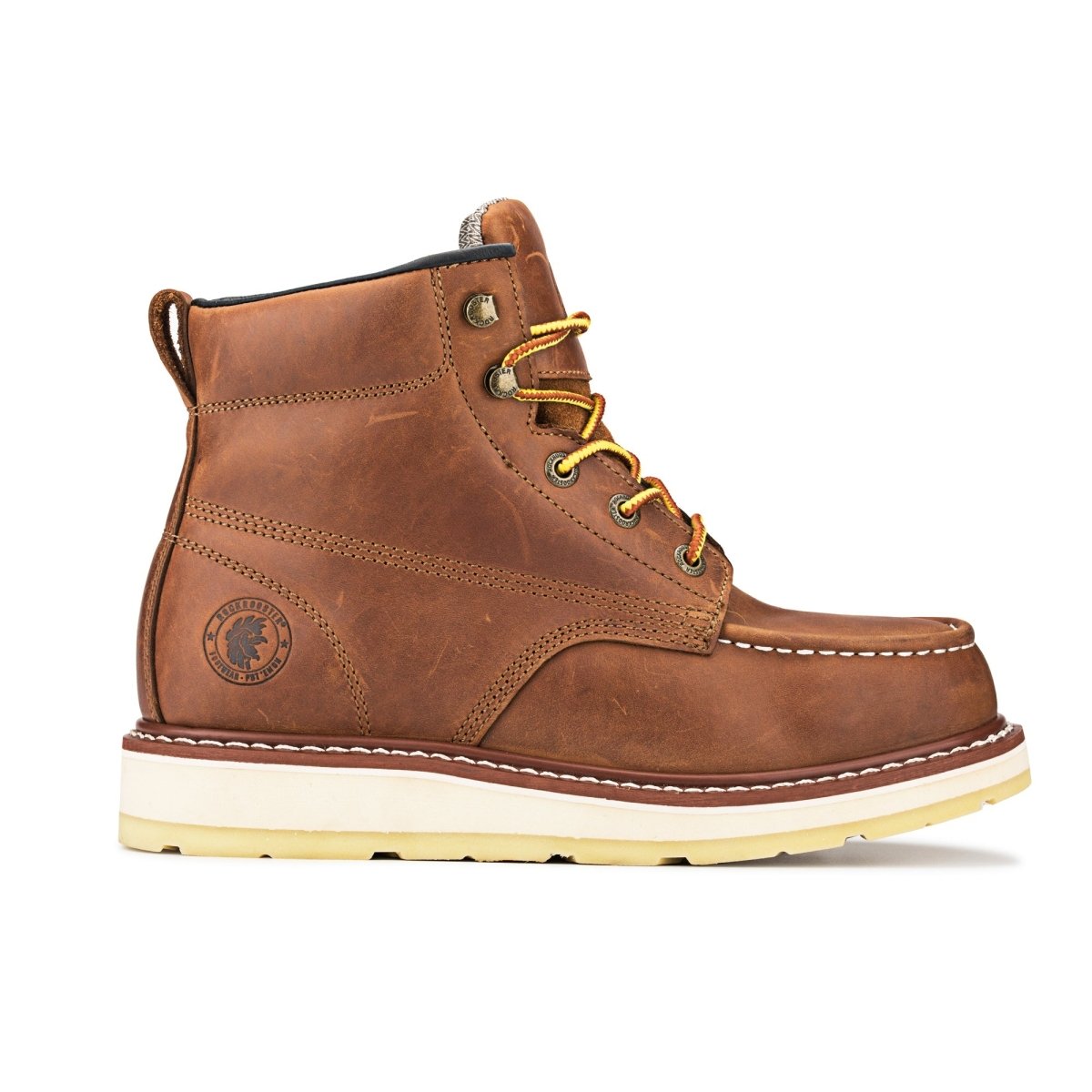 ROCKROOSTER Edgewood Men's 6 inch Brown steel toe waterproof wedge - Wow Store