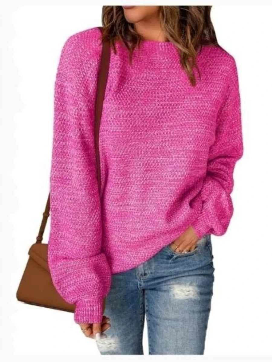 Round Neck Long Sleeve Sweater - Wow Store