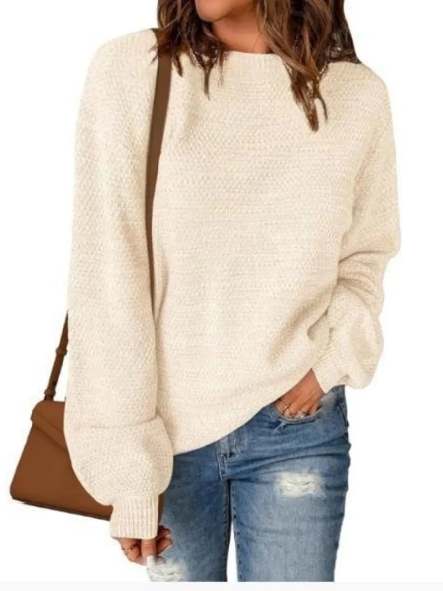 Round Neck Long Sleeve Sweater - Wow Store