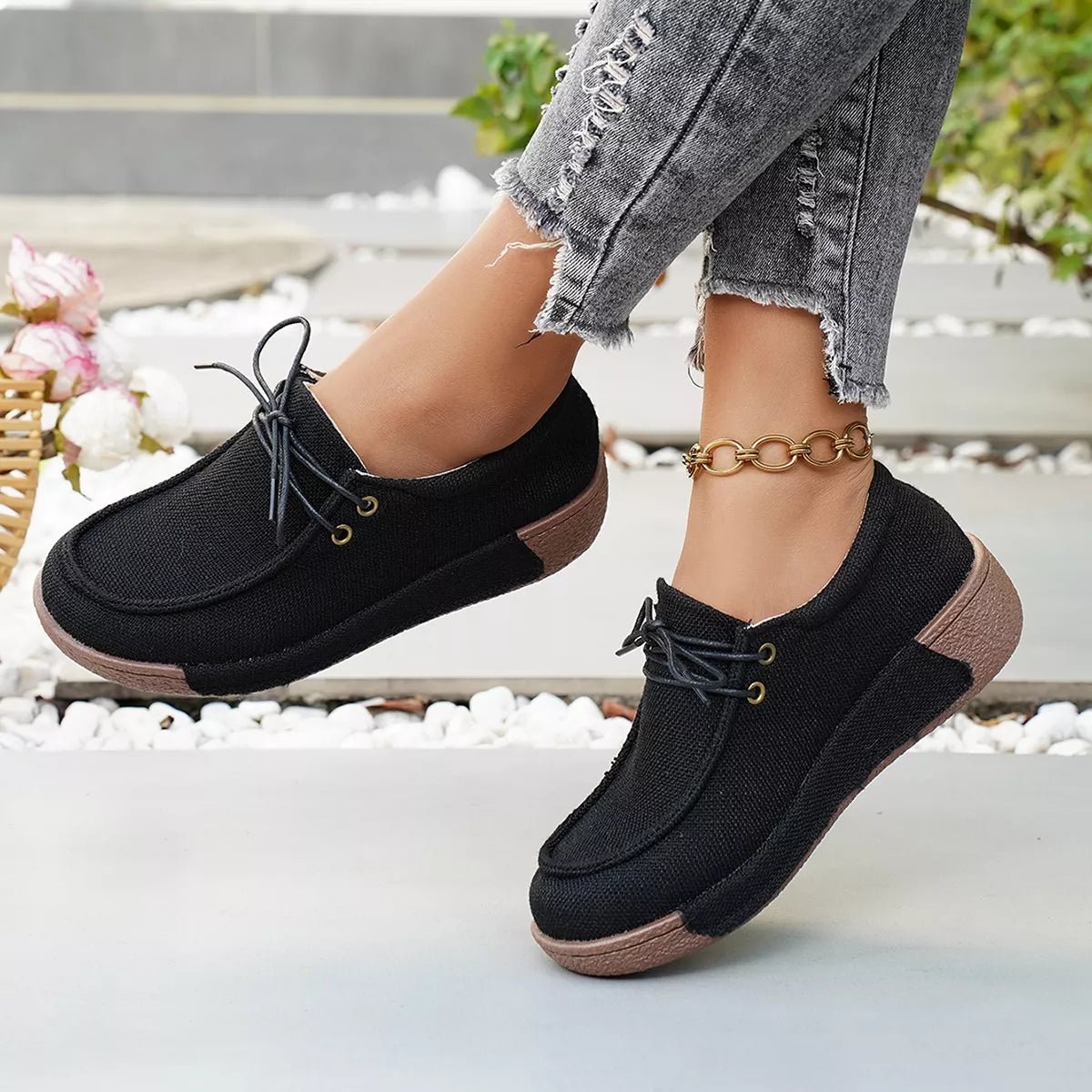 Round Toe Lace - Up Sneakers - Wow Store