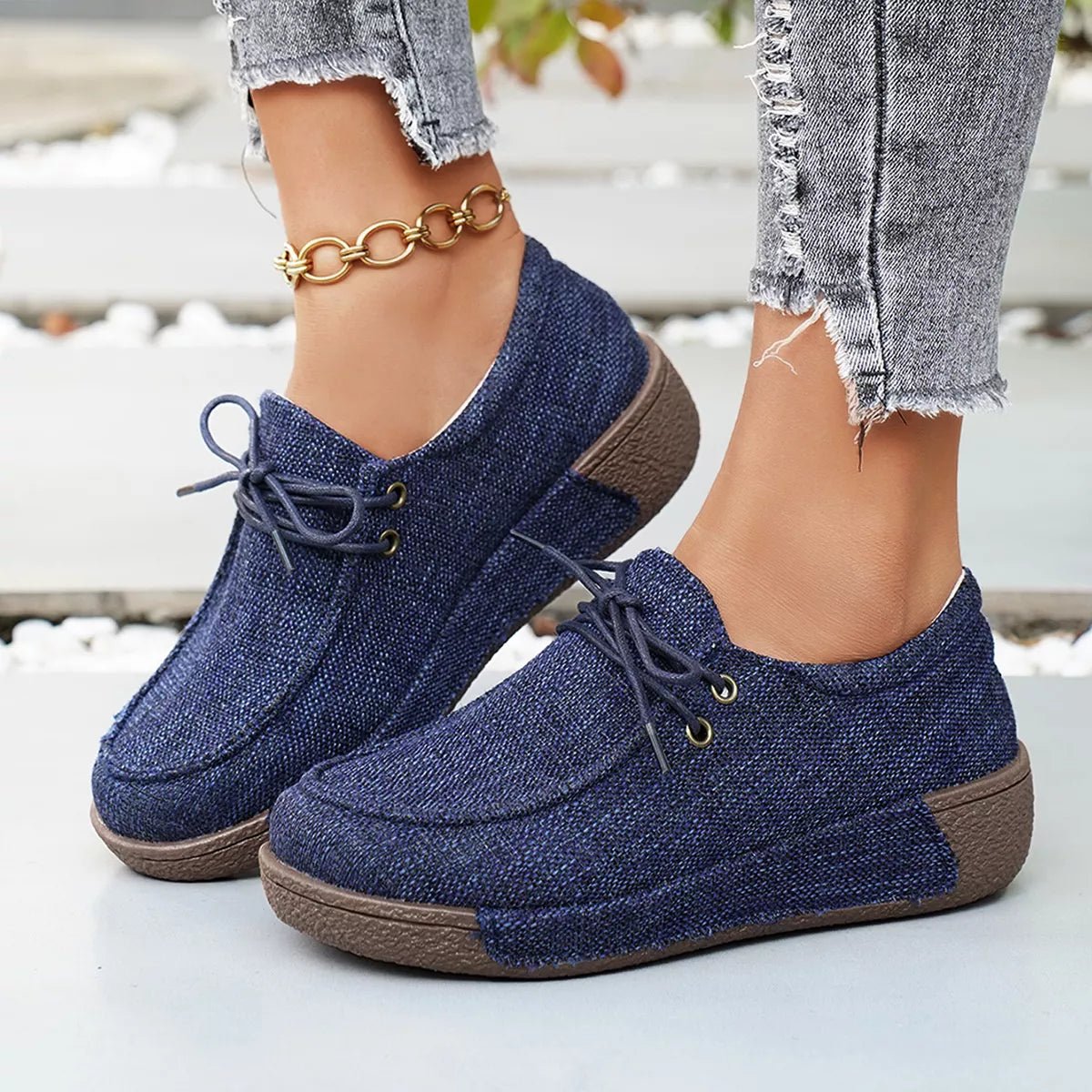 Round Toe Lace - Up Sneakers - Wow Store