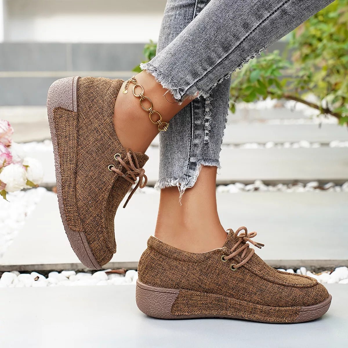 Round Toe Lace - Up Sneakers - Wow Store