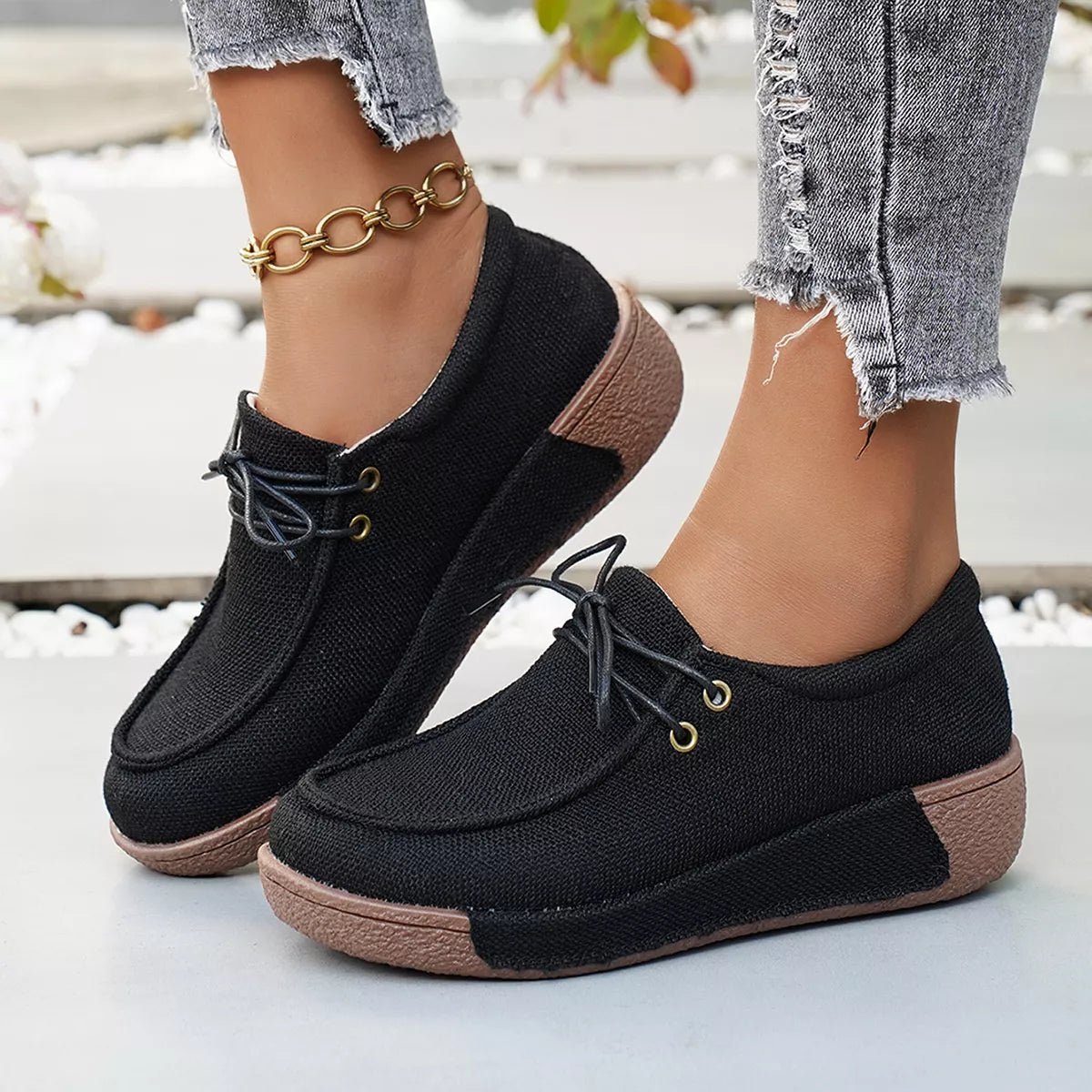 Round Toe Lace - Up Sneakers - Wow Store