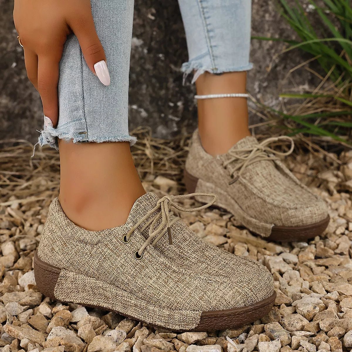 Round Toe Lace - Up Sneakers - Wow Store