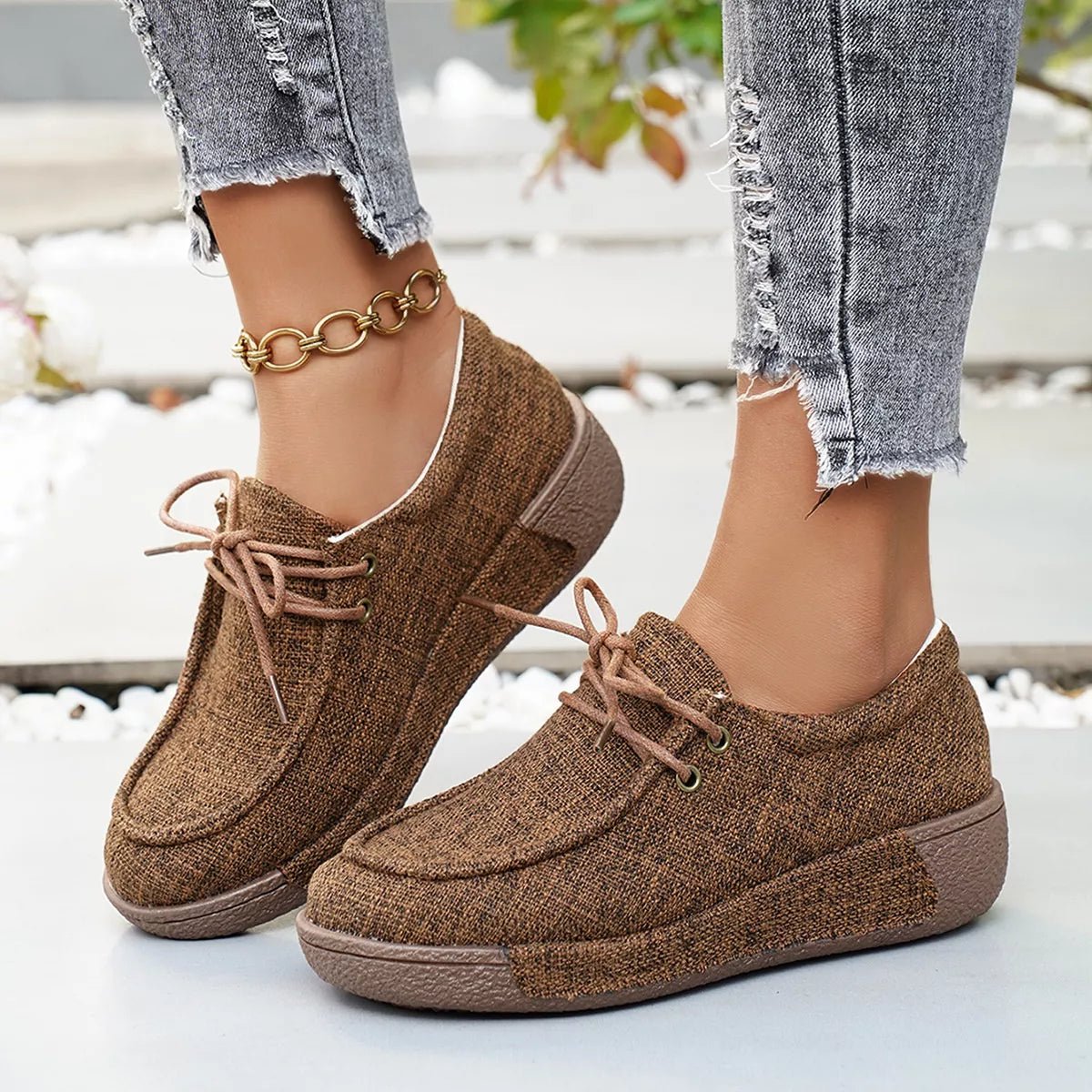 Round Toe Lace - Up Sneakers - Wow Store