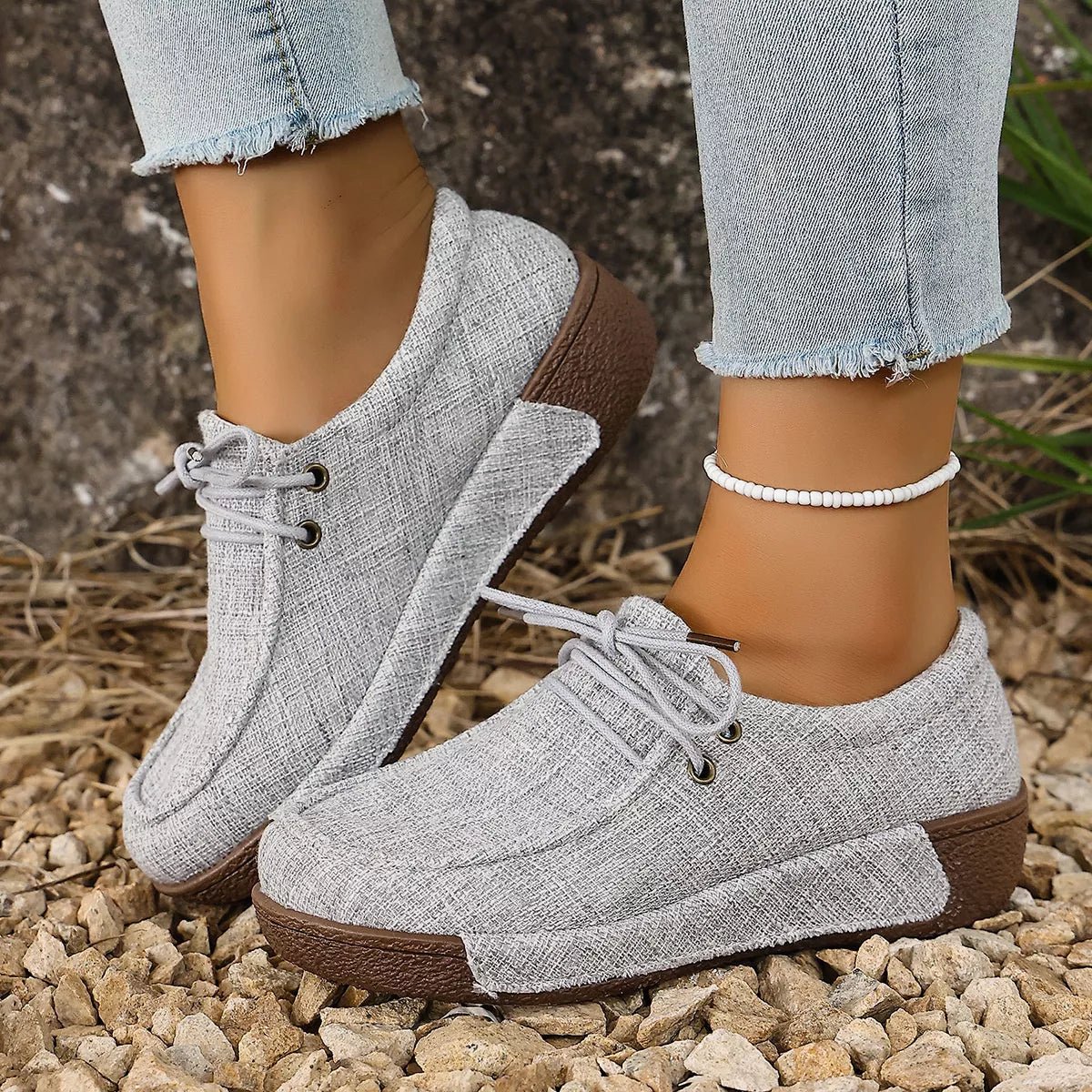 Round Toe Lace - Up Sneakers - Wow Store