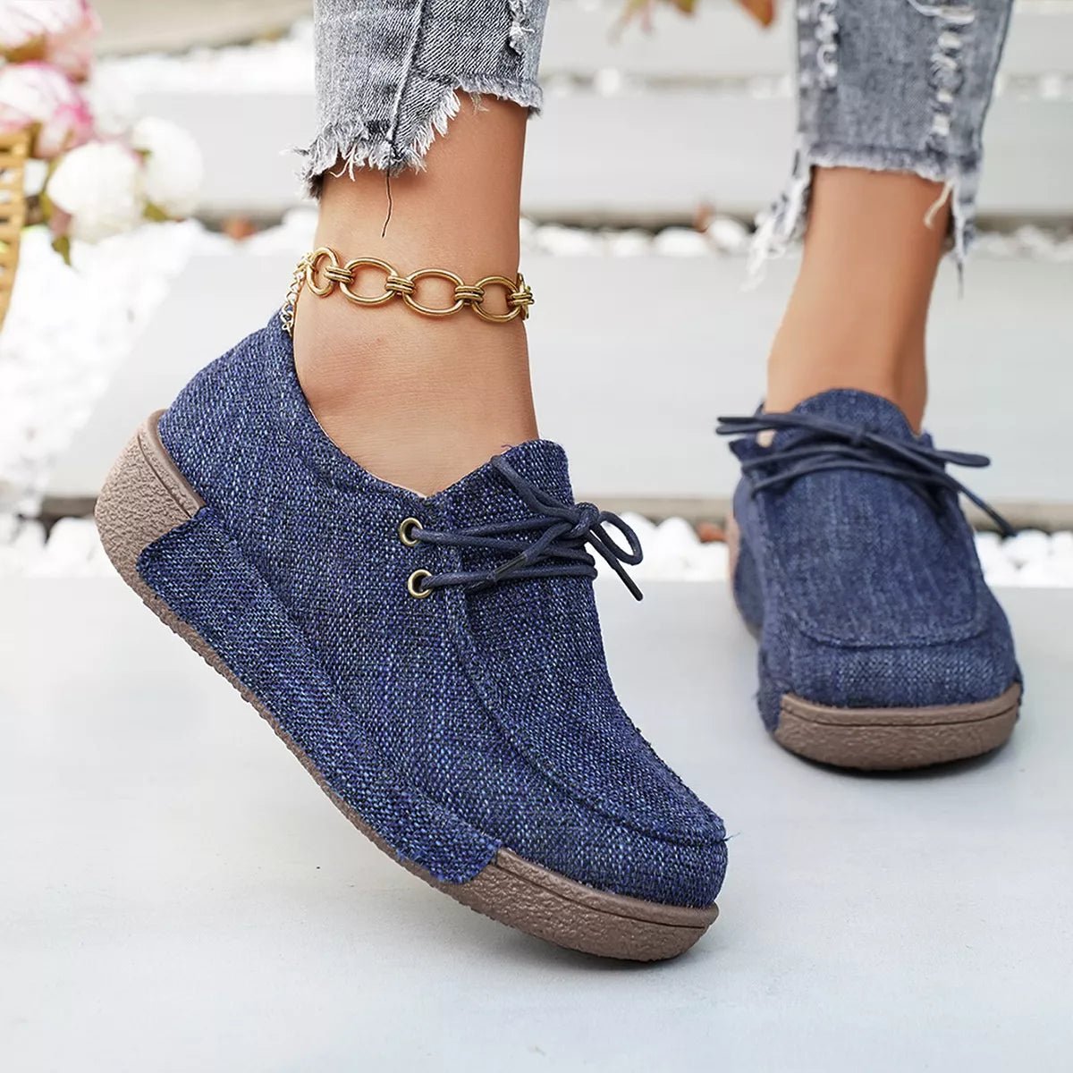 Round Toe Lace - Up Sneakers - Wow Store