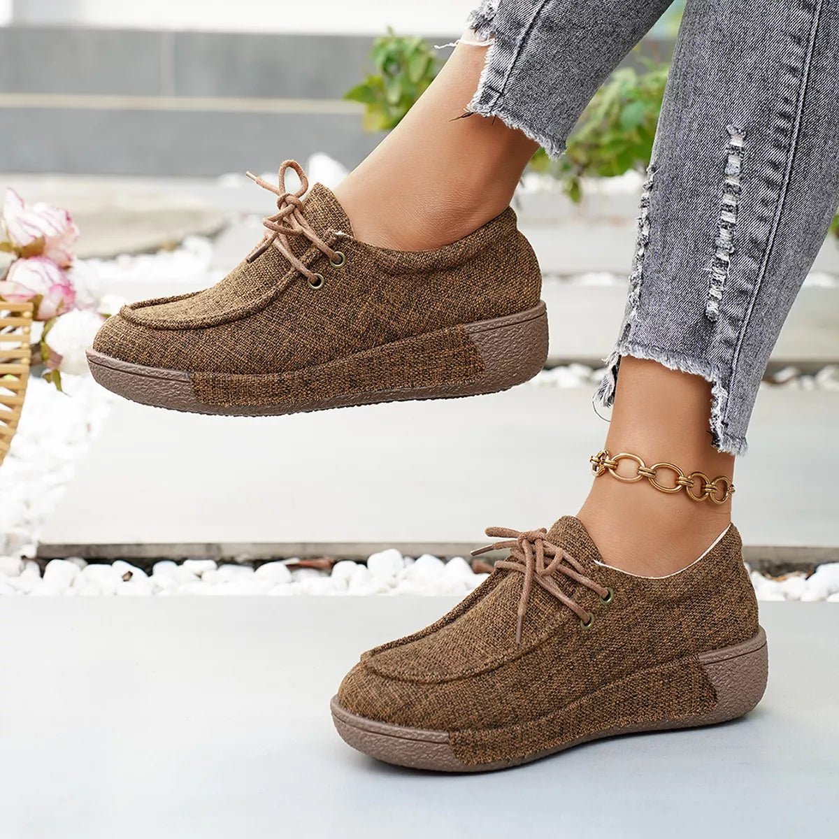 Round Toe Lace - Up Sneakers - Wow Store