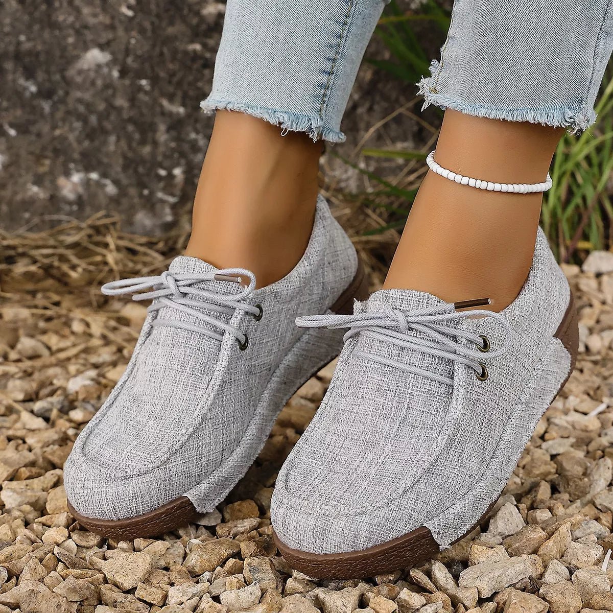 Round Toe Lace - Up Sneakers - Wow Store