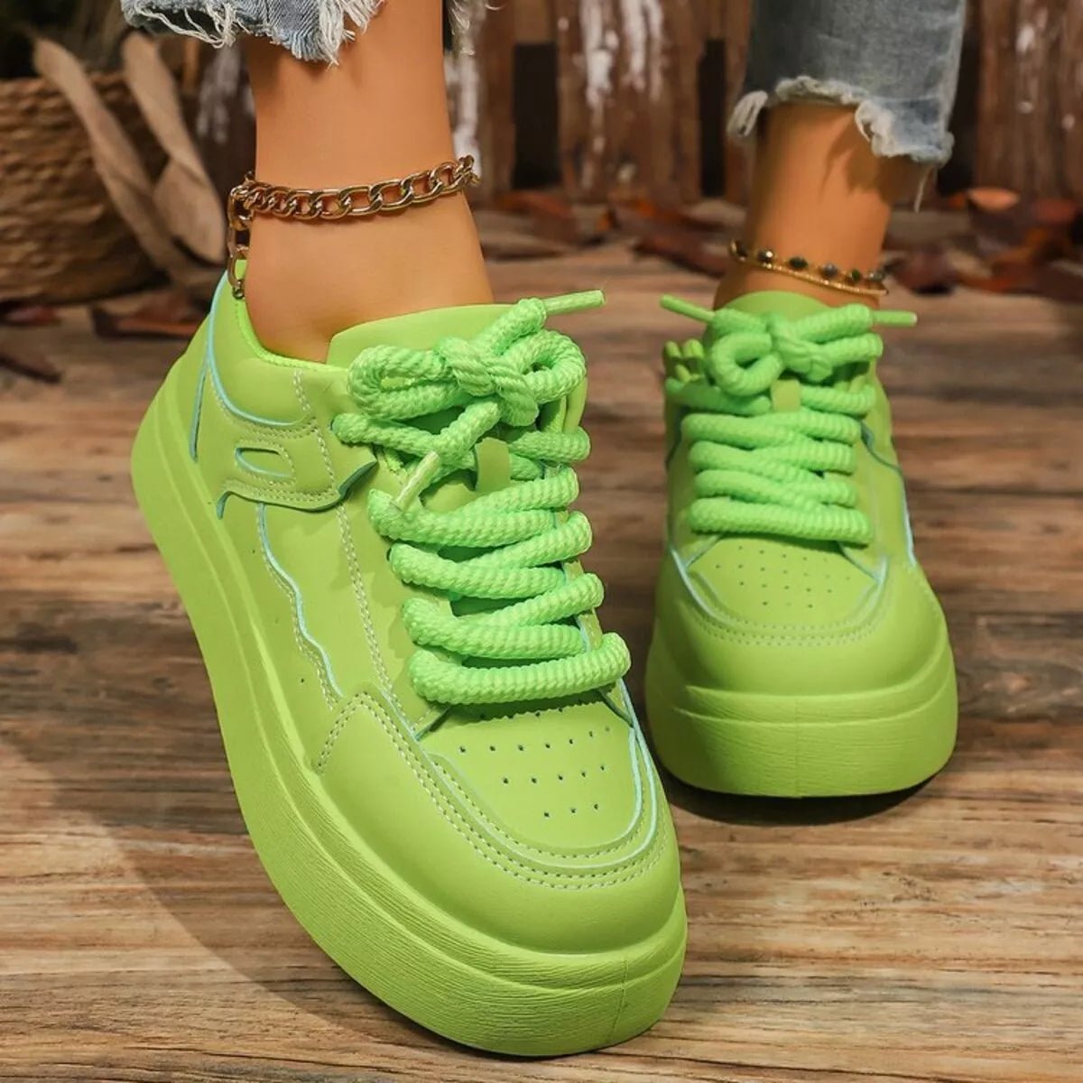 Round Toe Platform Sneakers - Wow Store