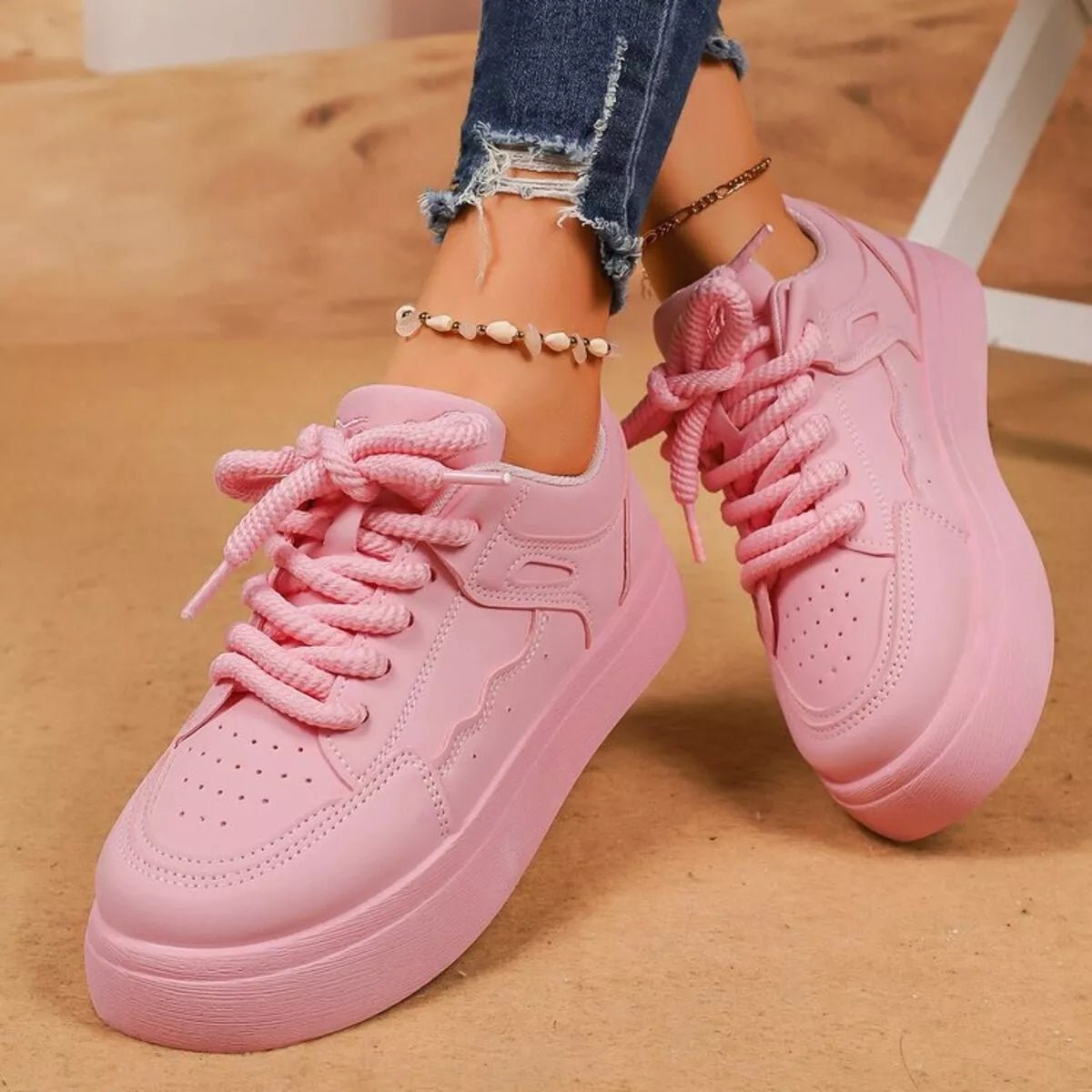 Round Toe Platform Sneakers - Wow Store